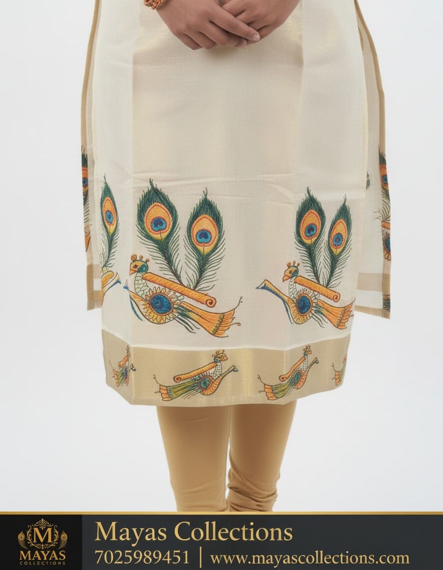 Kerala Traditional Multi Peeli printed Kurthi